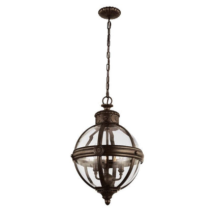 Generation Lighting (Feiss) Adams 3-Light British Bronze Globe Pendant Chandelier
