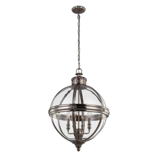 Generation Lighting (Feiss) Adams 4-Light Antique Nickel Globe Pendant Chandelier