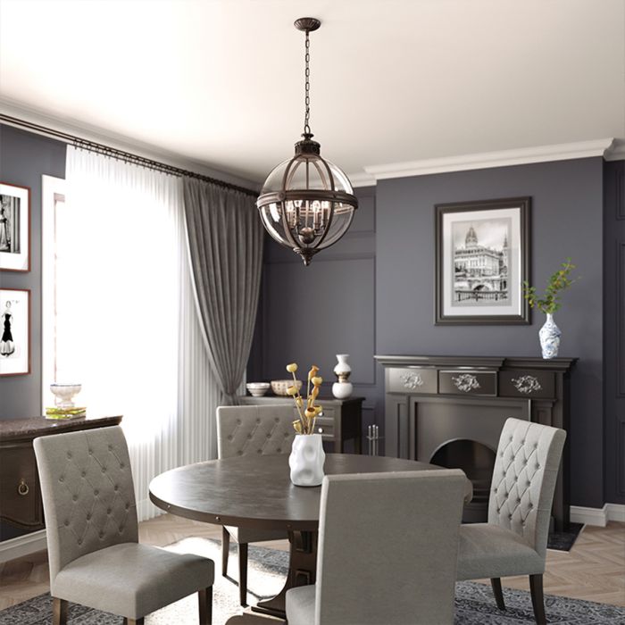 Generation Lighting (Feiss) Adams 4-Light Antique Nickel Globe Pendant Chandelier