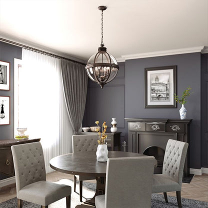 Generation Lighting (Feiss) Adams 4-Light Antique Nickel Globe Pendant Chandelier
