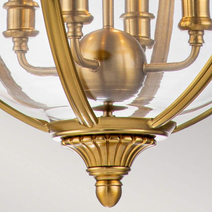 Generation Lighting (Feiss) Adams 4-Light Burnished Brass Globe Pendant Chandelier