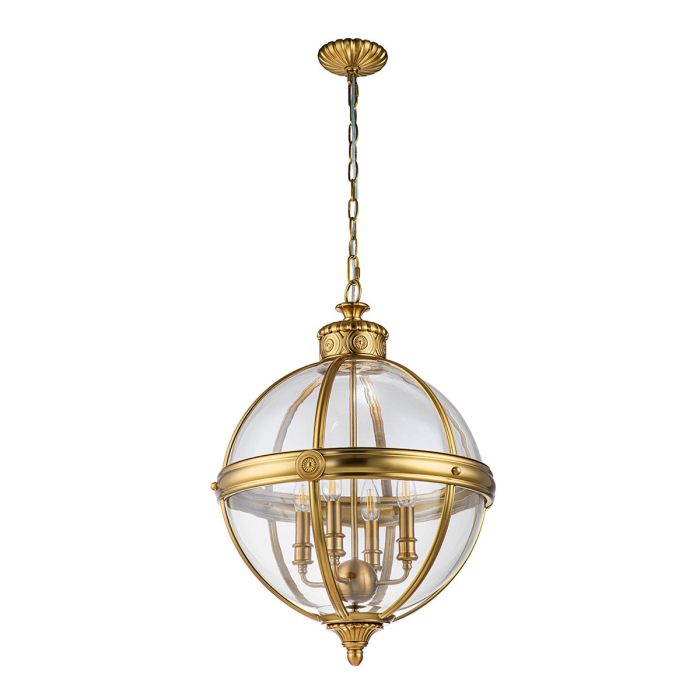 Generation Lighting (Feiss) Adams 4-Light Burnished Brass Globe Pendant Chandelier