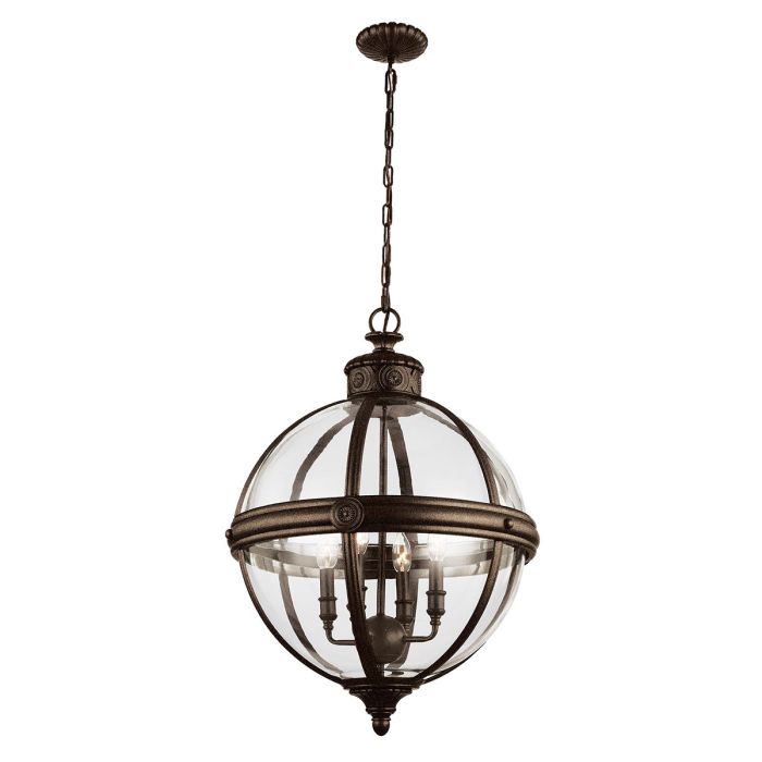 Generation Lighting (Feiss) Adams 4-Light British Bronze Globe Pendant Chandelier