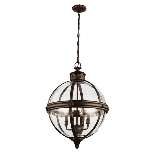 Generation Lighting (Feiss) Adams 4-Light British Bronze Globe Pendant Chandelier
