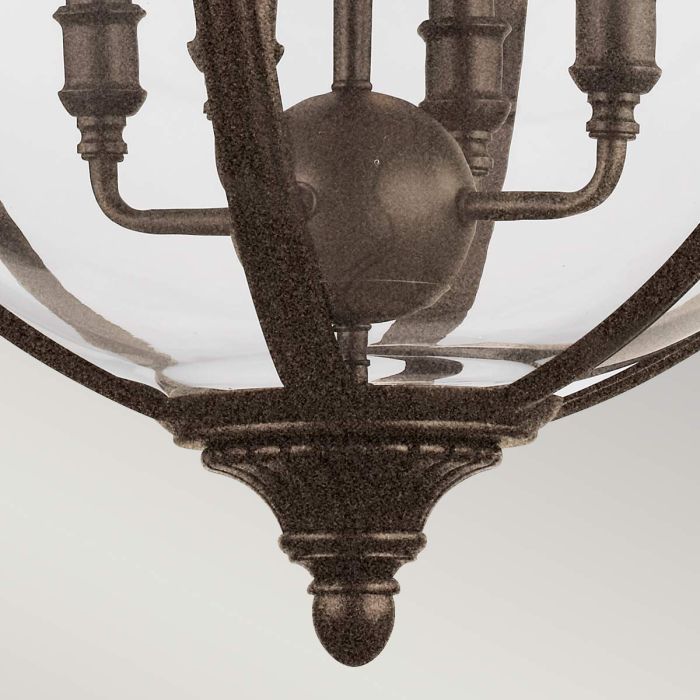 Generation Lighting (Feiss) Adams 4-Light British Bronze Globe Pendant Chandelier