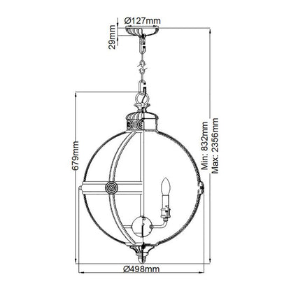 Generation Lighting (Feiss) Adams 4-Light British Bronze Globe Pendant Chandelier
