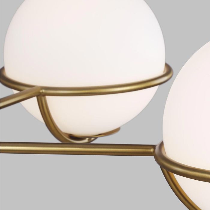 Generation Lighting (Feiss) Apollo 5-Light Burnished Brass Opal Glass Globe Chandelier