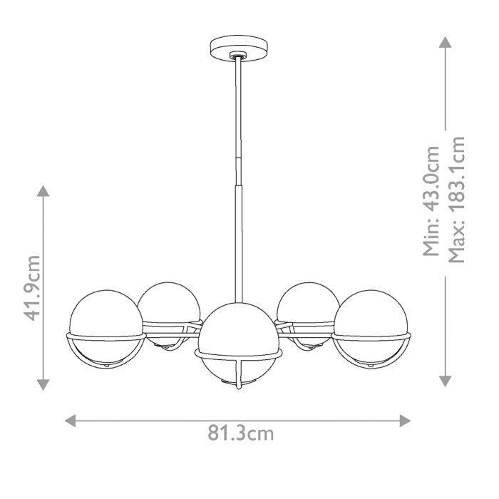 Generation Lighting (Feiss) Apollo 5-Light Burnished Brass Opal Glass Globe Chandelier