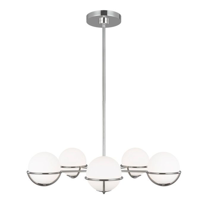 Generation Lighting (Feiss) Apollo 5-Light Polished Nickel Opal Glass Globe Chandelier