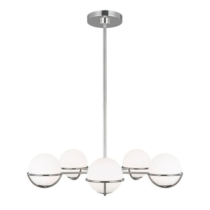 Generation Lighting (Feiss) Apollo 5-Light Polished Nickel Opal Glass Globe Chandelier
