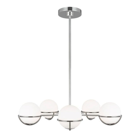Generation Lighting (Feiss) Apollo 5-Light Polished Nickel Opal Glass Globe Chandelier