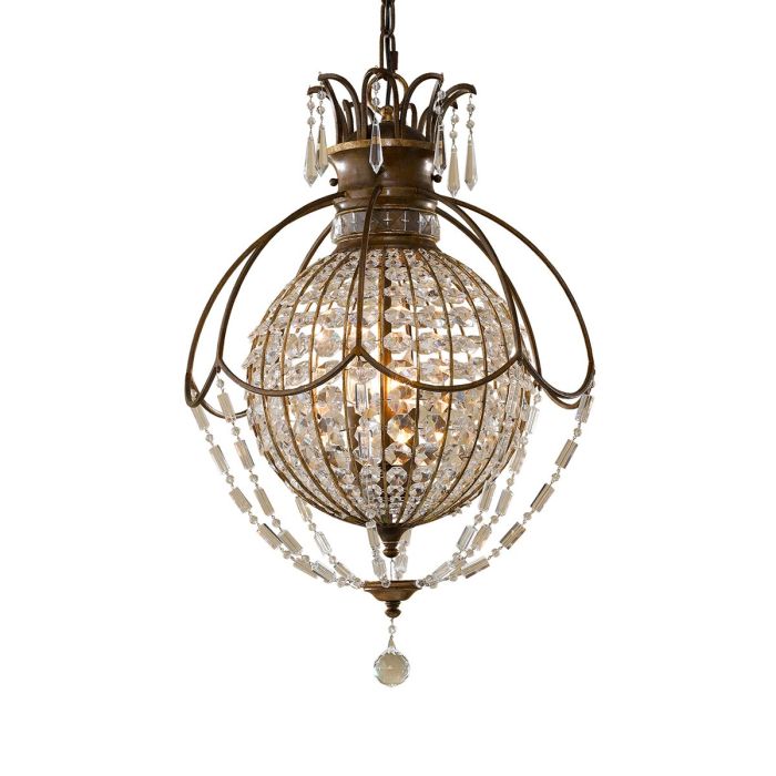 Generation Lighting (Feiss) Bellini 3-Light Oxidized Bronze / British Bronze Crystal Globe Chandelier