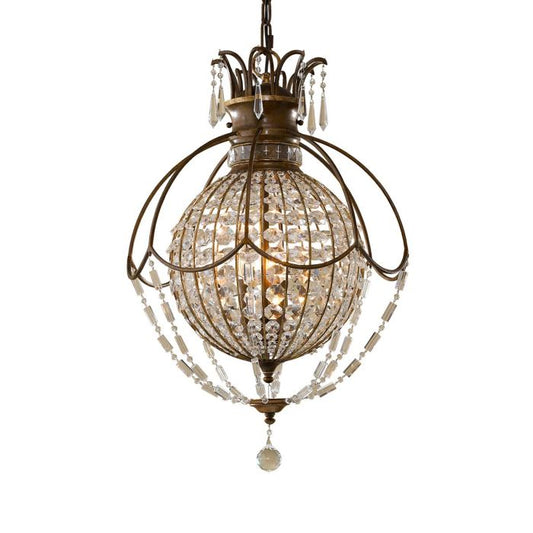 Generation Lighting (Feiss) Bellini 3-Light Oxidized Bronze / British Bronze Crystal Globe Chandelier