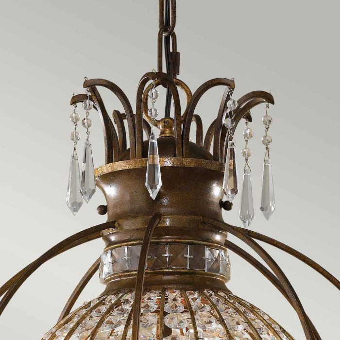 Generation Lighting (Feiss) Bellini 3-Light Oxidized Bronze / British Bronze Crystal Globe Chandelier