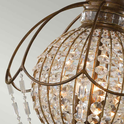 Generation Lighting (Feiss) Bellini 3-Light Oxidized Bronze / British Bronze Crystal Globe Chandelier
