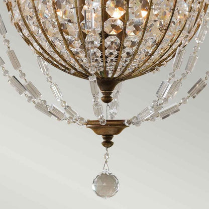Generation Lighting (Feiss) Bellini 3-Light Oxidized Bronze / British Bronze Crystal Globe Chandelier