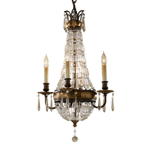 Generation Lighting (Feiss) Bellini 4-Light Oxidized Bronze / British Bronze Crystal Chandelier