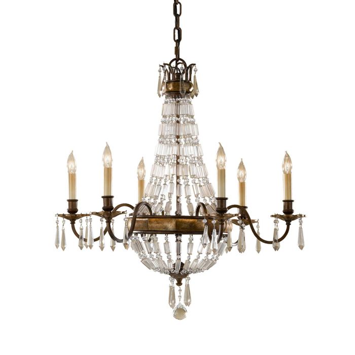 Generation Lighting (Feiss) Bellini 6-Light Oxidized Bronze / British Bronze Crystal Chandelier