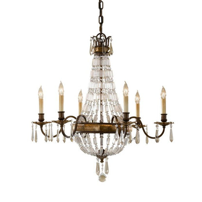 Generation Lighting (Feiss) Bellini 6-Light Oxidized Bronze / British Bronze Crystal Chandelier