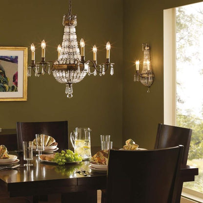 Generation Lighting (Feiss) Bellini 6-Light Oxidized Bronze / British Bronze Crystal Chandelier