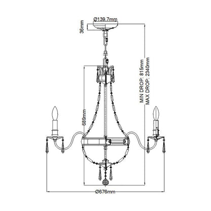 Generation Lighting (Feiss) Bellini 6-Light Oxidized Bronze / British Bronze Crystal Chandelier