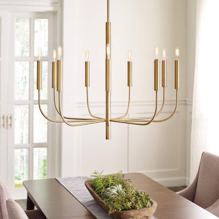 Generation Lighting (Feiss) Brianna 9-Light Burnished Brass Modern Chandelier