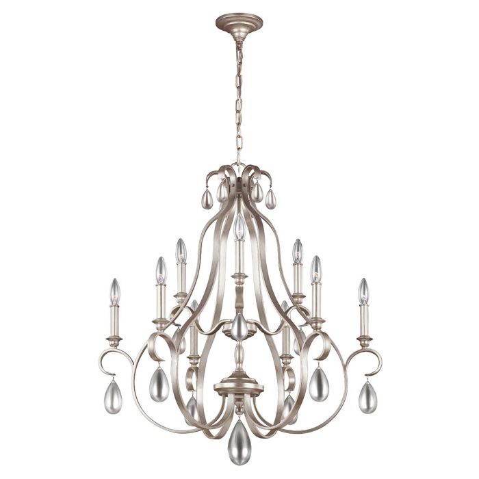 Generation Lighting (Feiss) DeWitt 9-Light Sunrise Silver Candle Chandelier