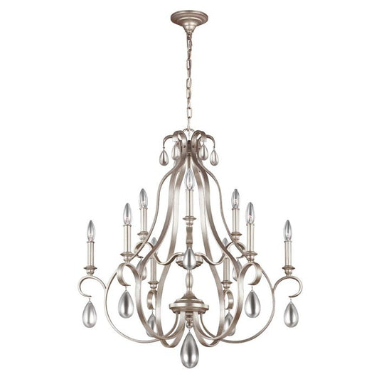 Generation Lighting (Feiss) DeWitt 9-Light Sunrise Silver Candle Chandelier