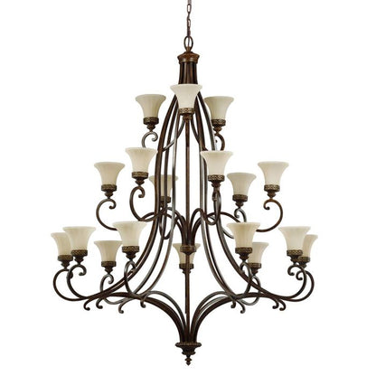 Generation Lighting (Feiss) Drawing Room 18-Light Walnut Glass Chandelier