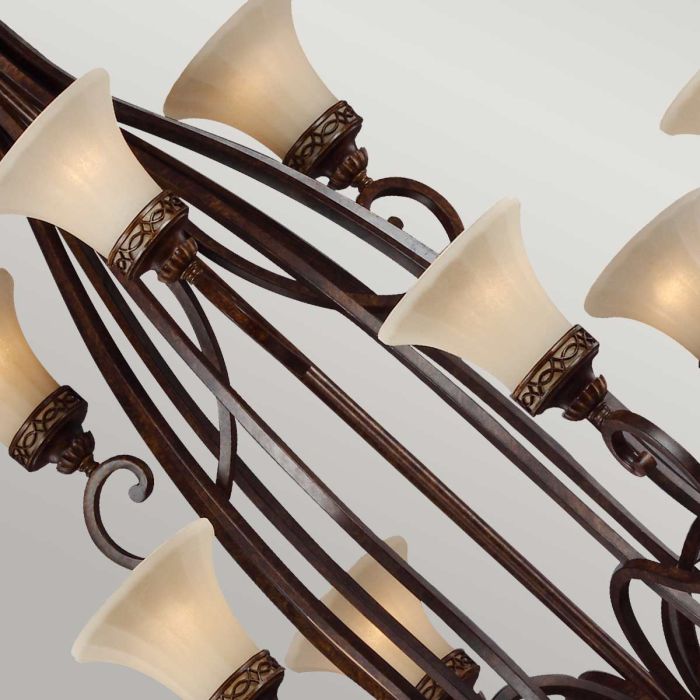 Generation Lighting (Feiss) Drawing Room 18-Light Walnut Glass Chandelier