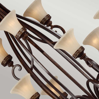 Generation Lighting (Feiss) Drawing Room 18-Light Walnut Glass Chandelier