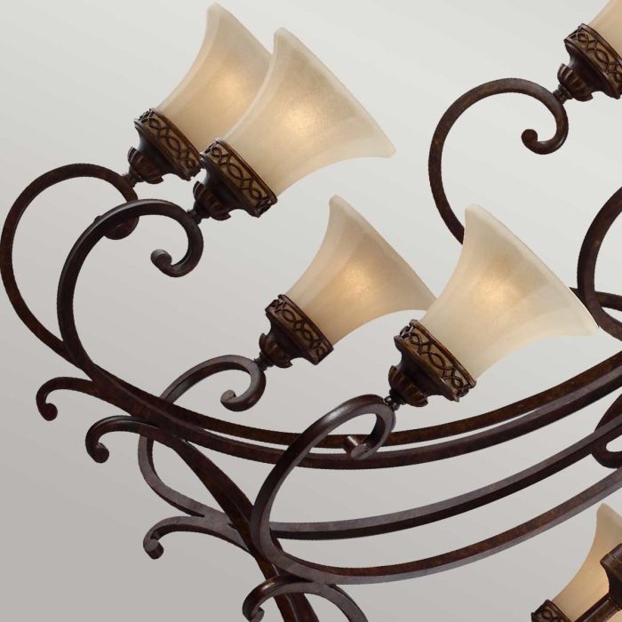 Generation Lighting (Feiss) Drawing Room 18-Light Walnut Glass Chandelier