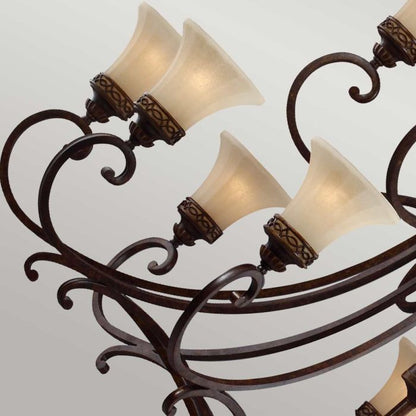 Generation Lighting (Feiss) Drawing Room 18-Light Walnut Glass Chandelier
