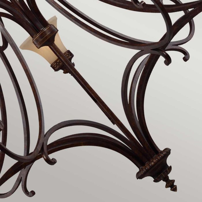 Generation Lighting (Feiss) Drawing Room 18-Light Walnut Glass Chandelier