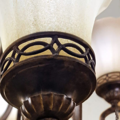 Generation Lighting (Feiss) Drawing Room 18-Light Walnut Glass Chandelier