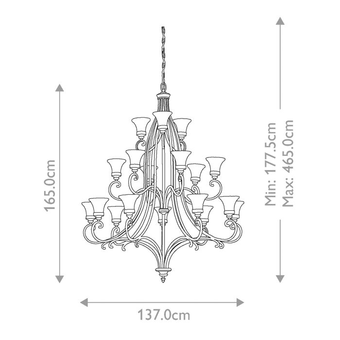 Generation Lighting (Feiss) Drawing Room 18-Light Walnut Glass Chandelier