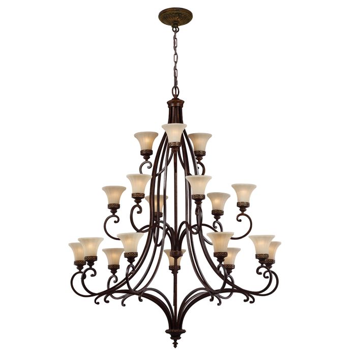 Generation Lighting (Feiss) Drawing Room 18-Light Walnut Glass Chandelier