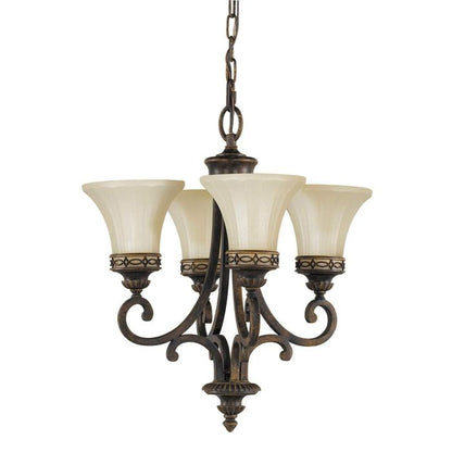 Generation Lighting (Feiss) Drawing Room 4-Light Walnut Glass Chandelier