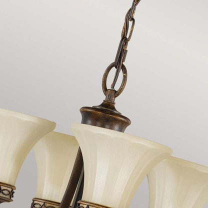 Generation Lighting (Feiss) Drawing Room 4-Light Walnut Glass Chandelier