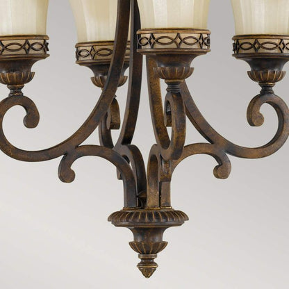 Generation Lighting (Feiss) Drawing Room 4-Light Walnut Glass Chandelier