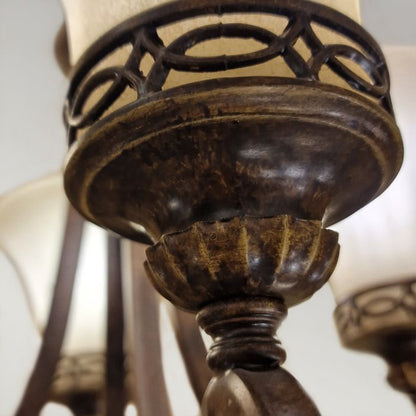 Generation Lighting (Feiss) Drawing Room 4-Light Walnut Glass Chandelier