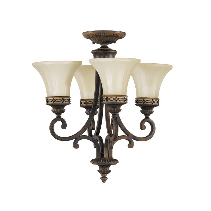 Generation Lighting (Feiss) Drawing Room 4-Light Walnut Glass Chandelier