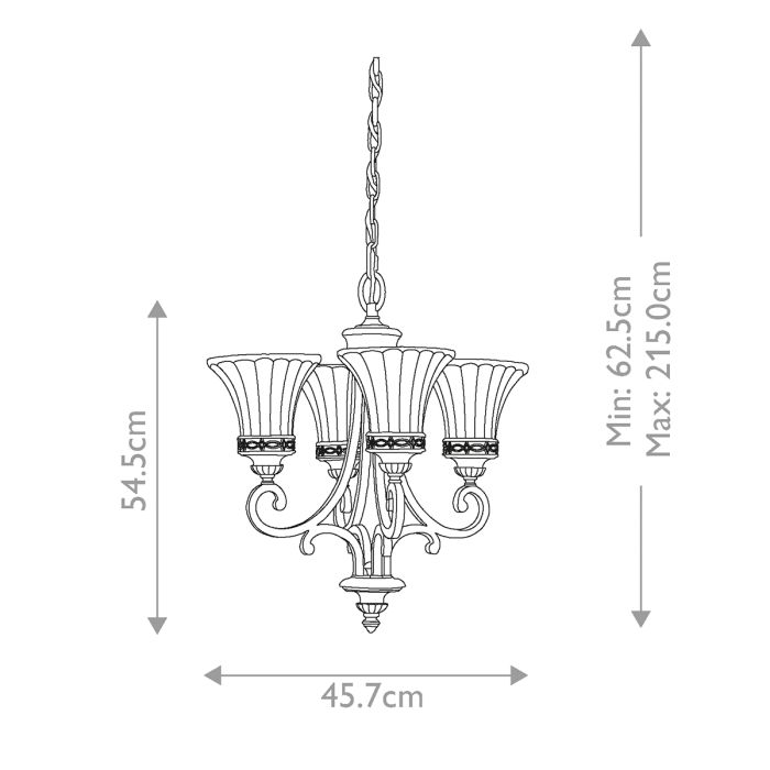 Generation Lighting (Feiss) Drawing Room 4-Light Walnut Glass Chandelier