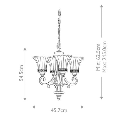 Generation Lighting (Feiss) Drawing Room 4-Light Walnut Glass Chandelier