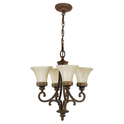 Generation Lighting (Feiss) Drawing Room 4-Light Walnut Glass Chandelier