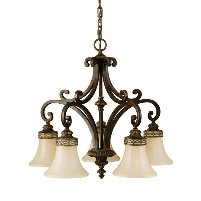 Generation Lighting (Feiss) Drawing Room 5-Light Walnut Glass Chandelier