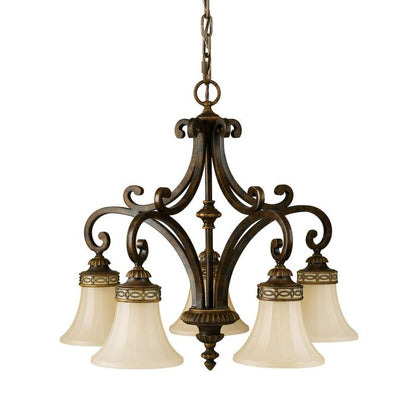 Generation Lighting (Feiss) Drawing Room 5-Light Walnut Glass Chandelier