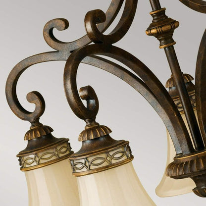Generation Lighting (Feiss) Drawing Room 5-Light Walnut Glass Chandelier