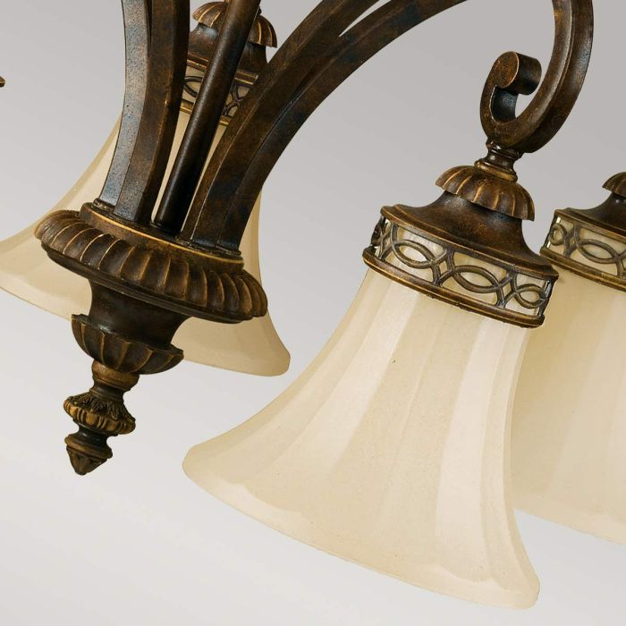 Generation Lighting (Feiss) Drawing Room 5-Light Walnut Glass Chandelier