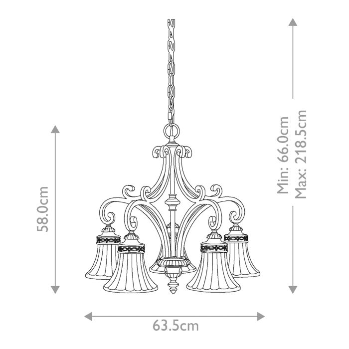 Generation Lighting (Feiss) Drawing Room 5-Light Walnut Glass Chandelier